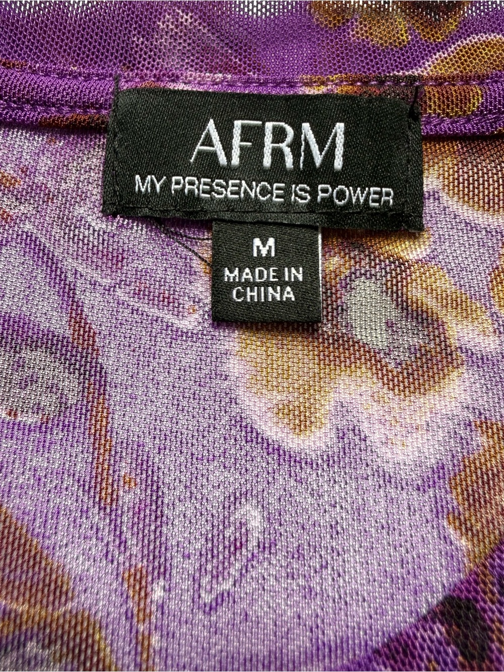 AFRM Purple Floral Sheer Long Sleeve Top - Picture 6 of 7